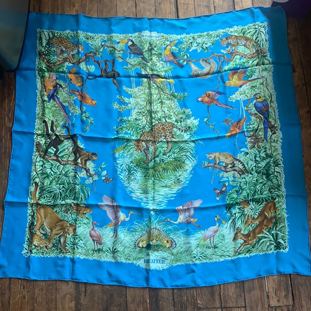 Hermes Silk 90s Equateur Scarf Blue NWT 100% AUTH